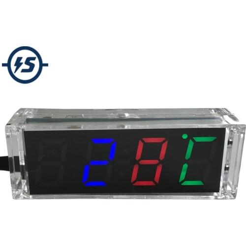 RGB 4Bit Digital Electronic Clock DIY Kit 5V Temperature Alarm 12/24H Time Date Home Clock