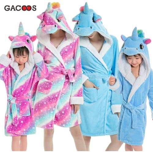Kids Unicorn Bath Robe For Adults Animal Boys Girls Robes Women Bathrobe Baby Sleepwear Nightgown Winter Panda Pyjamas Bath Suit