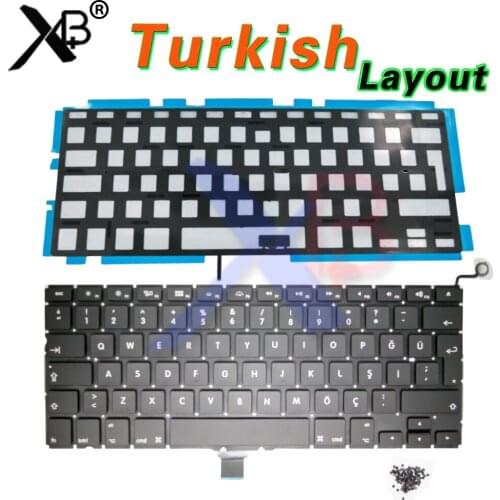 For MacBook Pro 13.3" A1278 TR Turkish Turkey keyboard/Backlight Backlit+100pcs keyboard screws 2008-2012 Years