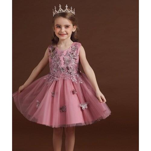 Elegant Embroidery Princess Tutu Dress For Flower Girls Kids Pageant Party Mesh Dresses Clothes Childrens Wedding Prom Costumes