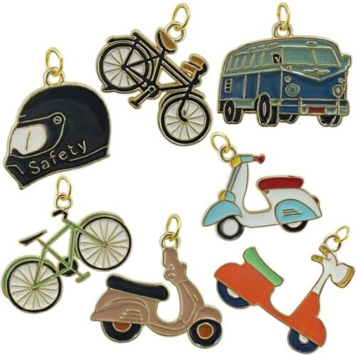 JINGLANG New Fashion Bicycle Charms DIY Jewelry Making Enamel Pendant Charm for Bracelet Earring Keychain 30pcs
