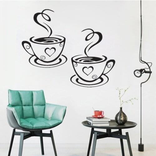Coffee Wall Decals Wall Decal Kitchen Coffee Cup Cafe Restaurant Vinyl Wall Stikcers Removable DK-162