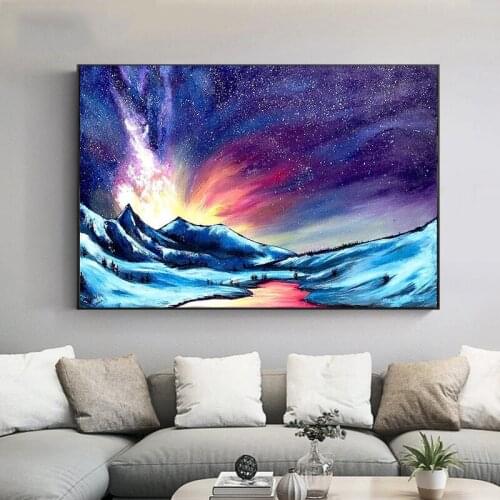 Beautiful Sky and Mountain Canvas Paintings Modular Pictures Wall Art Canvas for Living Room Decoration