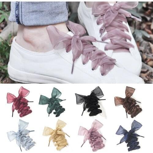 Lace High-Density Chiffon Silk Shoelaces Casual Flat Canvas Sport Shoes Wild Laces Sneakers Shoestrings Pure Color Shoelaces