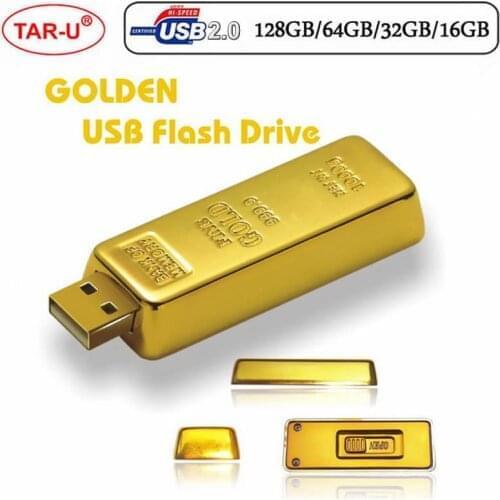 2021 Hot 64GB Gold bar USB Flash Drive 32GB USB 2.0 Flash Pendrive 16GB Memory Stick Gift 8GB Memory Card