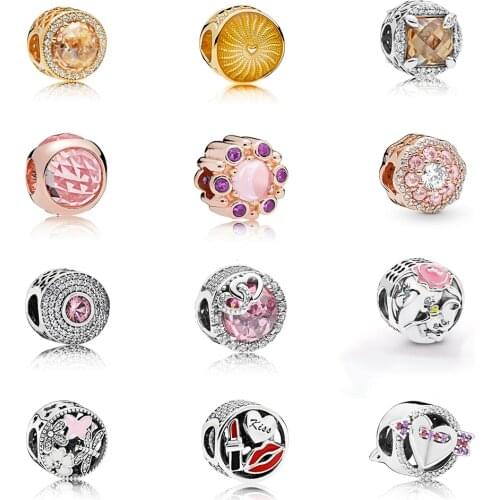 Fashion 925 Silver Shining Heart Shape, Pink Spray , Butterfly Dragonfly, Lip Lipstick, Elephant Mom, Arrow Charm DIY Jewelry