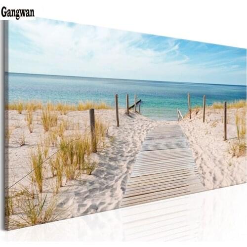 Summer style Sandy Beach Natural Sea Landscape embroidery mosaic DIY 5d full diamond painting Wall Picture for Living Room decor