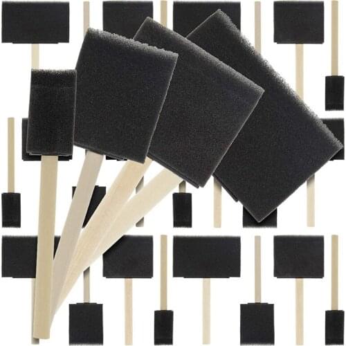 20 Pcs Foam Sponge Wooden Handle Paint Brush Set-Lightweight, Durable, Very Suitable for Acrylic