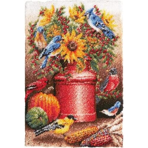 Latch Hook Kits Rug, 3D Pattern Printed Canvas Crochet Needlework Crafts Floor DIY Latch Kits for Adults/Kids Flowers