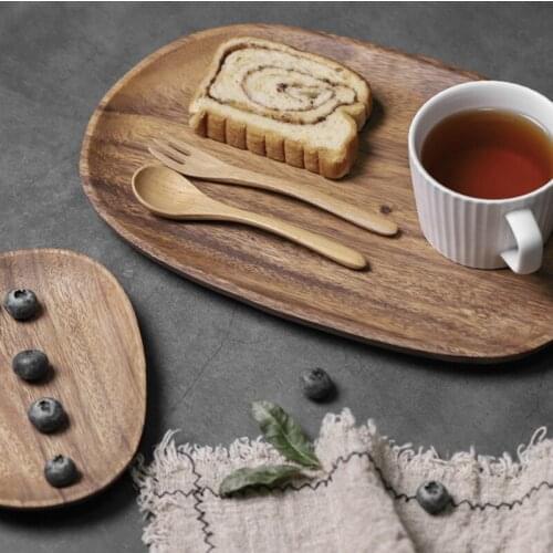 Irregular lovesickness Wood Pan Plate Whole Wood Solid Wood Oval Fruit Dishes Saucer Tea Tray Dessert Dinner Plate Tableware Set