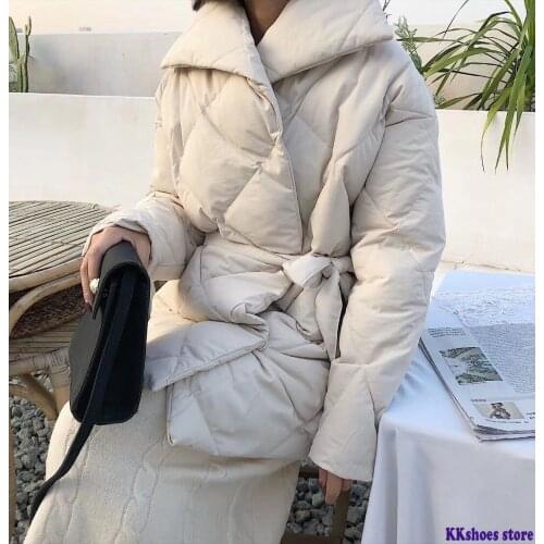 Winter Coat Women Double Breasted Puffer Jacket Korean Ladies Parkas Lace Up Cotton-padded Clothes Warm Outwear