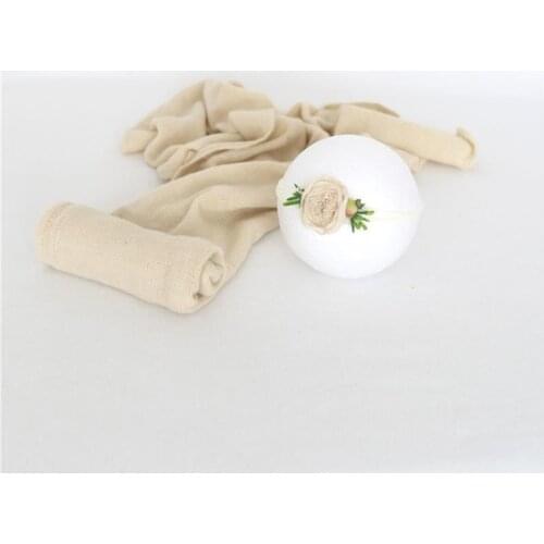 Beige Newborn Wrap Set Stretch Baby Girl Headband lInfnat Layer Baby Swaddle Blanket Newborn Photography Props