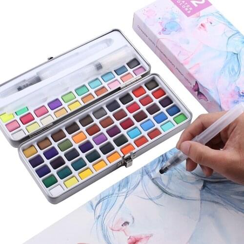 Professional 50/72/90 Colors Solid Watercolor Paints Set With Paintbrush Water Color Pigment Set Acuarelas Verf Art Supplies