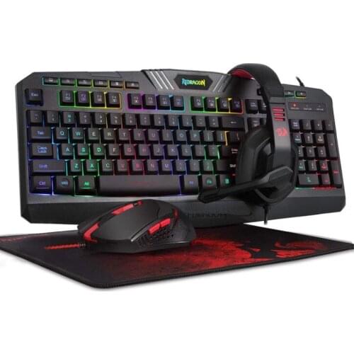 Drop shipping S101BA USB Gaming RGB Keyboard Mouse pad Headphone combos 104 keys Mice Set Wired gaming Keyboard computer PC game