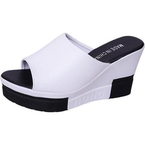 Thick-Bottom Sloped Women Slippers Summer 2019 New Fashion Tide Slides Women High-Heeled Wedges Platform Sandals Flip Flop Femme