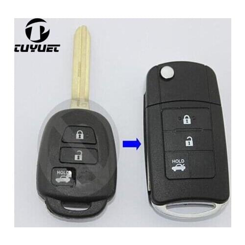 Brand New 3 buttons FOB Car Key Blanks Case For Toyota Camry Modified Flip Folding Remote Key Shell