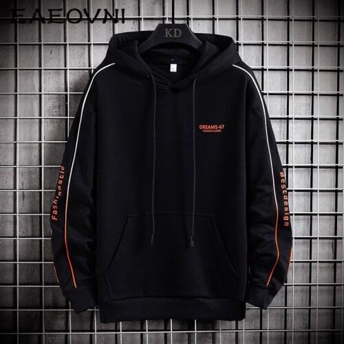 EAEOVNI Letter Print Hoodies for Men Hooded Harajuku Sweatshirt Tops Mens Streetwear Long Sleeve Casual Tops Youthful Hoodie