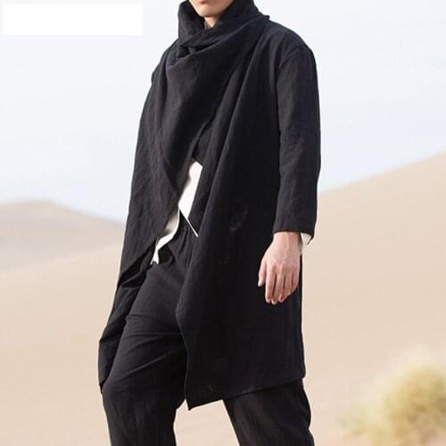 Free shipping 2021 Mens new fall wear trench coat mid-length cape cardigan long sleeve coat fashionable lapel large size clothe