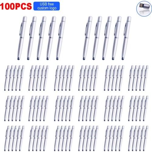 Pen shape 100pcs free logo USB flash drive 4gb 8gb 16GB 32GB 64GB 128GB Pendrive High speed pen drive u disk For wedding gift