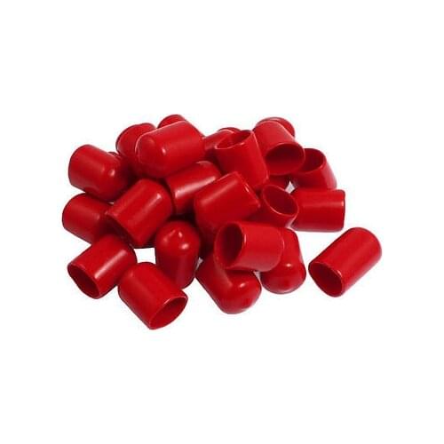 30 Pcs 25mm High 16mm Inner Dia Round Tip Red PVC Insulated End Caps