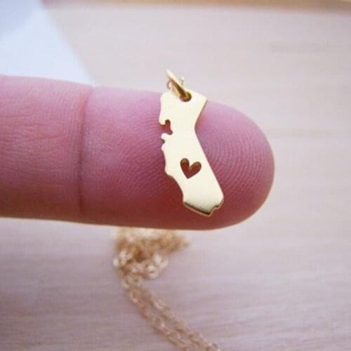 America State Necklaces With Heart DIY Map pendant Necklace California State Pendent & Necklace