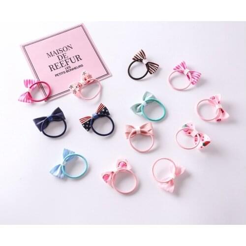 10Pcs/Set New Girl Hair ring Bow Hair Band Bow Hair Rope Baby Hair Accessories