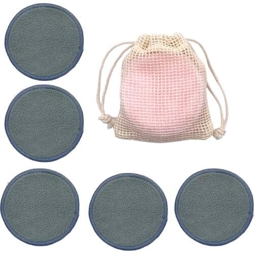 10Pcs Reusable Bamboo Fiber Make Up Remover Pads Washable Two Layer Facial Skin Care Wipe Pads Cleaning Pad with Bag