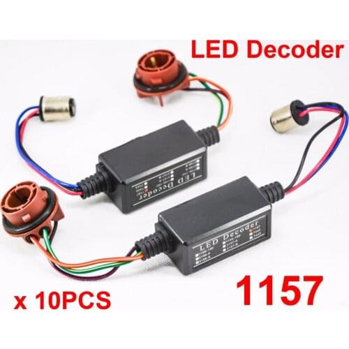 10x 1157 3157-A 3157-B 7443 LED Bulbs Error Free Canbus Canceler Adapter Decoder Fog Turn Brake Anti-Hyper Flash Blink 2 Contact