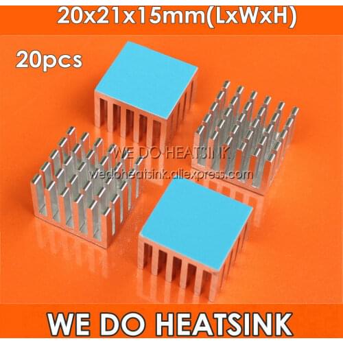 WE DO HEATSINK 20pcs 20x21x15mm CPU Aluminium Radiator Heatsink Cooler With Thermal Pad For Plastic IC Packages and PCB