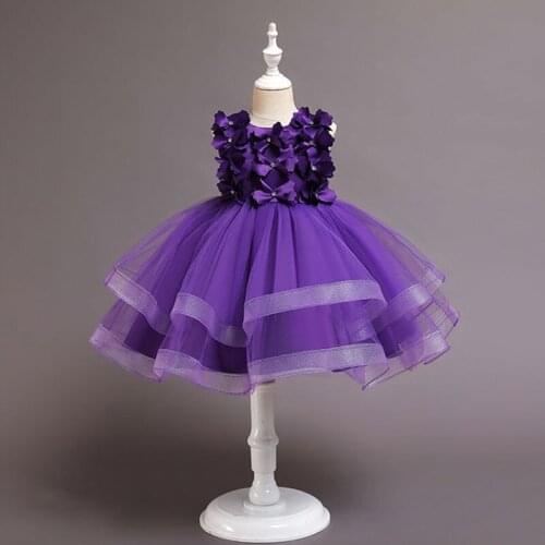 2021 Girls Princess Dress 2-10Years Performance Net Yarn Tutu Dress Child Birthday Party Gown Wedding Flower Baby Girls Costume