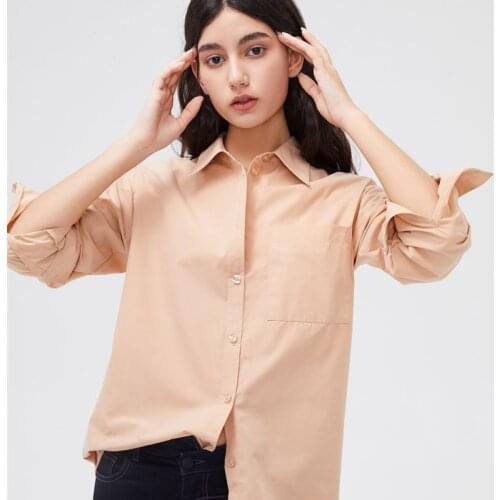 2021 Spring Autumn Tops Women Solid Loose Oversize Blouses Casual shirts News Female no-iron Cotton Long Sleeve Boyfriend style