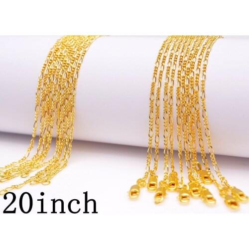 5PCS wholesale gold chain 18kgf figaro chain cheap 20inch chain wholesale stamped 18kgf free shipping suport