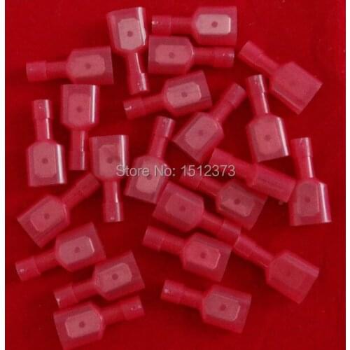 50piece/bag Double Crimp Nylon Full-insulating male terminl 22-18AWG(0.75-1.5 square meter)MDFNY1-250 red color