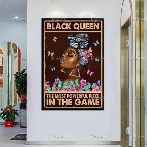 Africa Girl Black Queen The Most Powerful Piece In The Game Retro Poster Black Lives Matter Home Decor Prints Wall Art Canvas