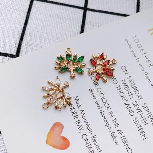 DIY accessories wholesale color copper plating zircon single Hanging Tree Pendant Necklace Bracelet accessories materials