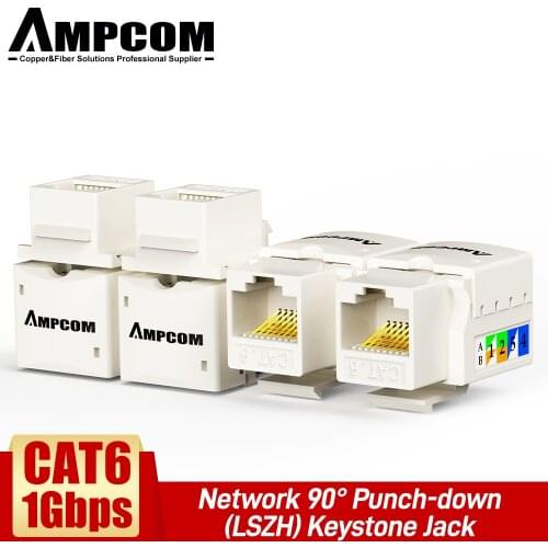 AMPCOM CAT6/CAT5E Punch Down keystone Jack , RJ45 Modular Coupler Module Wall Plug Connector Adapter