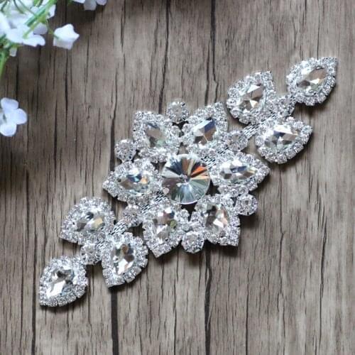Free Shipping 50pcs/lot 5.6'' Rhinestone Applique for Wedding Gown Bridal Sash Evening Wear Rhinestone Patch LSAP0915-5