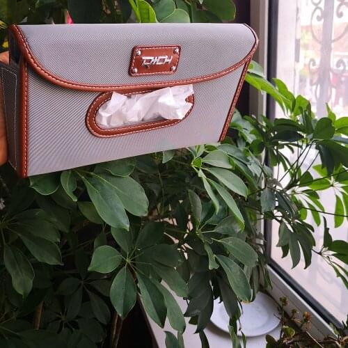 Car Storage Tissue Box Napkin Holder Car Visor Organizer Tissue Paper Towel Hanging Bag Auto Card Organizer Pocket Pen Holder