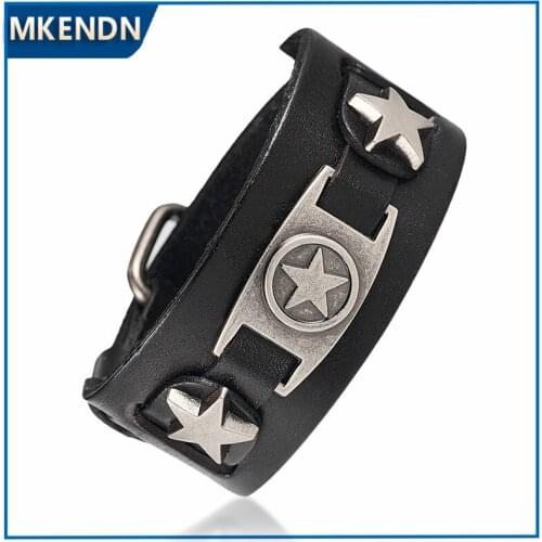 MKENDN Handmade Ride To Live Male Star Retro Bracelet Homme Genuine Leather Men Women Rock Jewelry Friendship Gifts