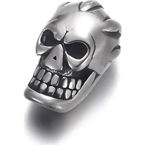 Stainless Steel Skull Bead Spacer Polished 2.5mm Hole Beads Metal Charms DIY Bracelet Jewelry Making Accessories