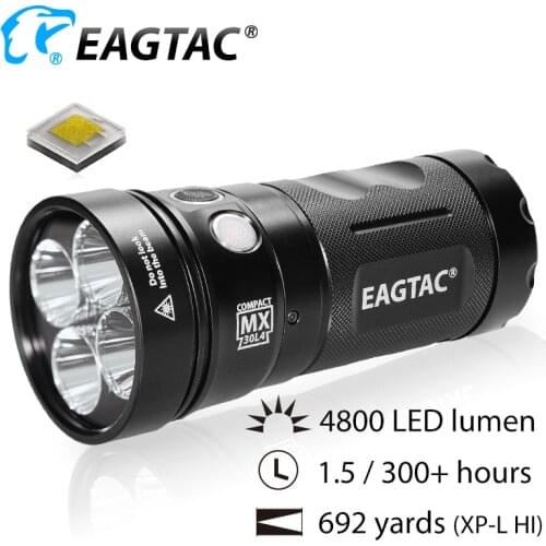 EAGTAC MX30L4C Compact 4800 Lumens LED Flashlight XPL Nichia 219C 4000K 4*18650 CR123A Multi Mode
