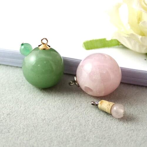 1PC 20MM Perfume ball Pendants Natural Stone Crystal Stone Perfume Bottle Gold Pendant for women