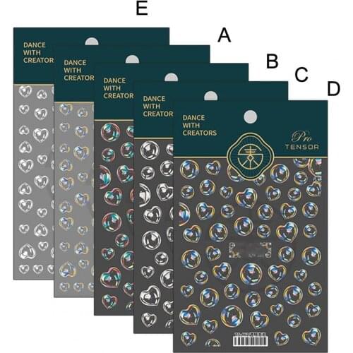 Engraved Nail Bubble Sticker Sliders Wraps Manicure Summer Nail Art Decorations Back Glue Ultra Thin Cute 5D Transparent Sticker