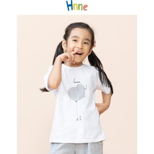 Hnne 2021 Summer New Class A Safety Infant Fabric Cartoon Print Kids T-shirts Soft Comfortable Unisex Boys Girls Children Tops