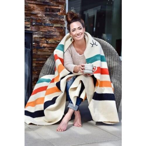 INS Cashmere Stripe Blanket Crochet Soft Wool Shawl For Beds Winter Warm Couch Knit Throw