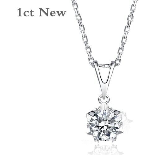 Moissanite 1ct 6.5mm D Round 925 Silver Necklace Diamond Test Passed Jewelry Wedding Engagement Woman Necklace For Woman Gift