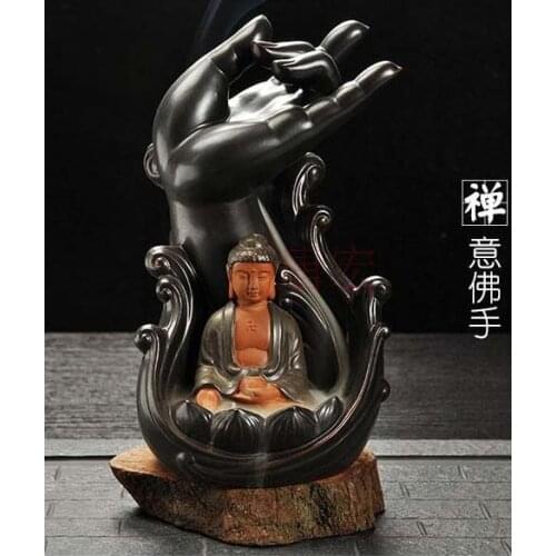 TOP business gift # HOME OFFICE "CHAN " Buddha sand-fired porcelain pottery Smell Removing Burner Incense Burner + free Incense