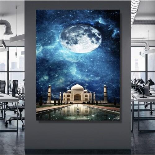 Modular Picture Canvas Galaxyland Moon White Prints Painting View Cool Wall Art Poster Home For Living Room Decoration No Frame
