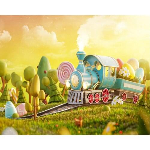 Cartoon Forest Train Birthday Party Backdrop Baby Shower Room Decor Photo Booth Studio Prop
