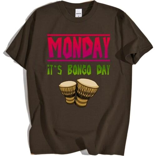 Bongo Day Monday Funny Street Prints Mens T-Shirts Summer Breathable Crewneck T Shirts Simplicity Casual Tops Loose Clothing